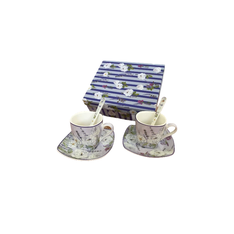 Sada šálok 2+2 mokka Levandula 0054