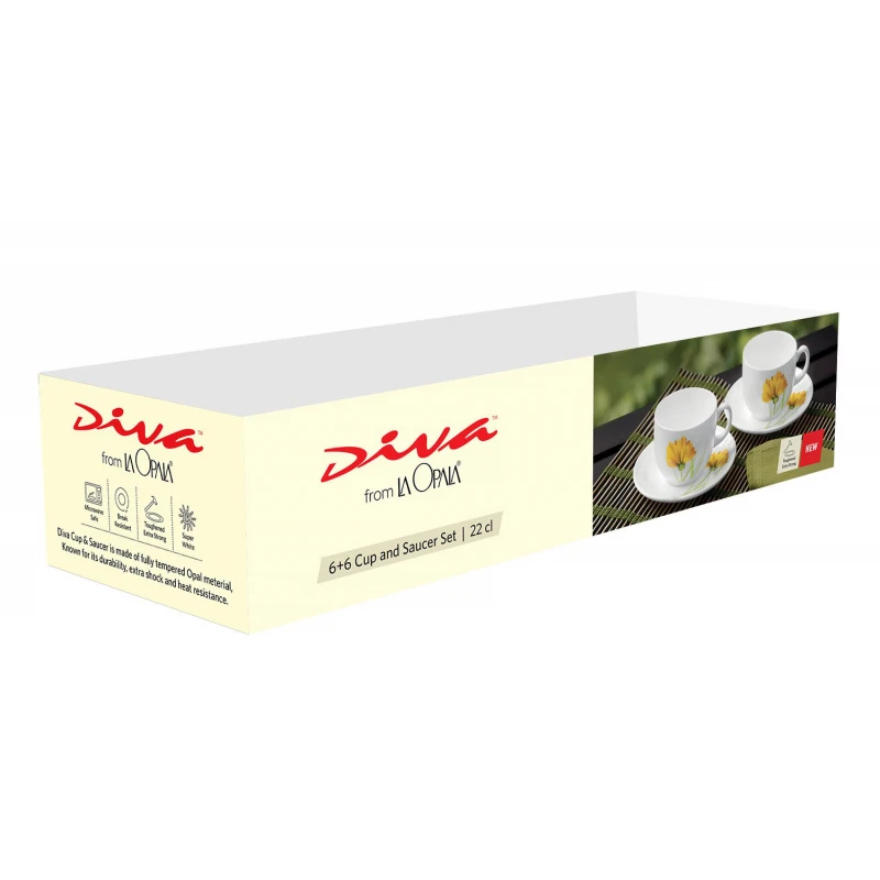 Sada šálok 6+6 Plain white 220ml