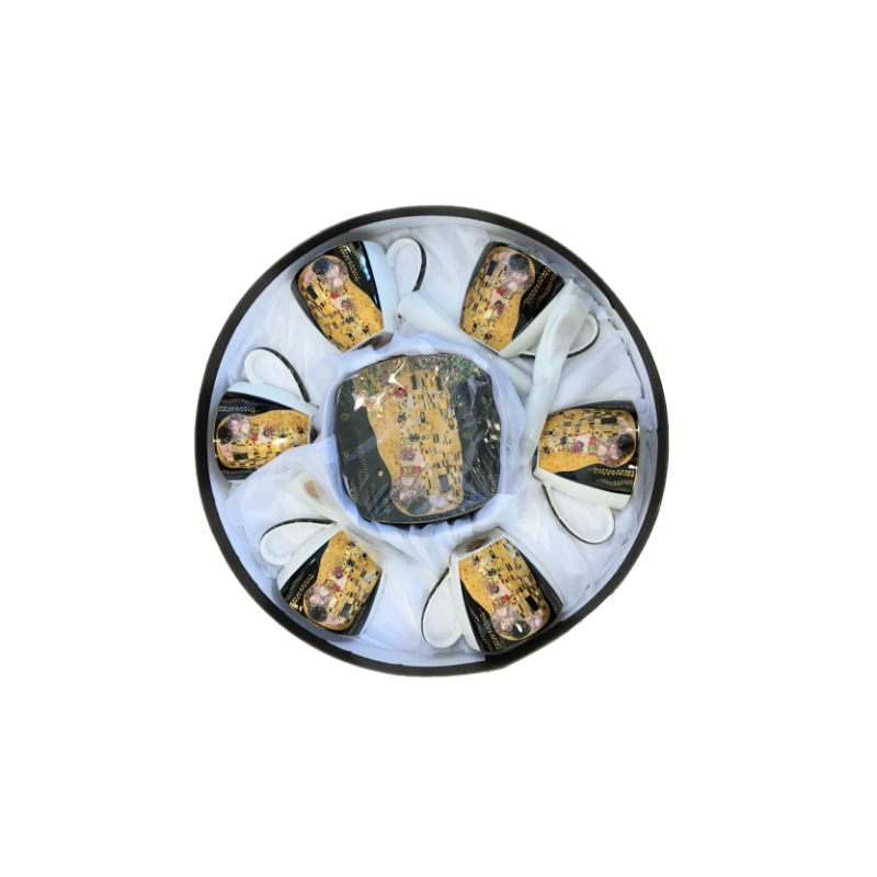 Sada šálok 6+6 Klimt čierny 0004