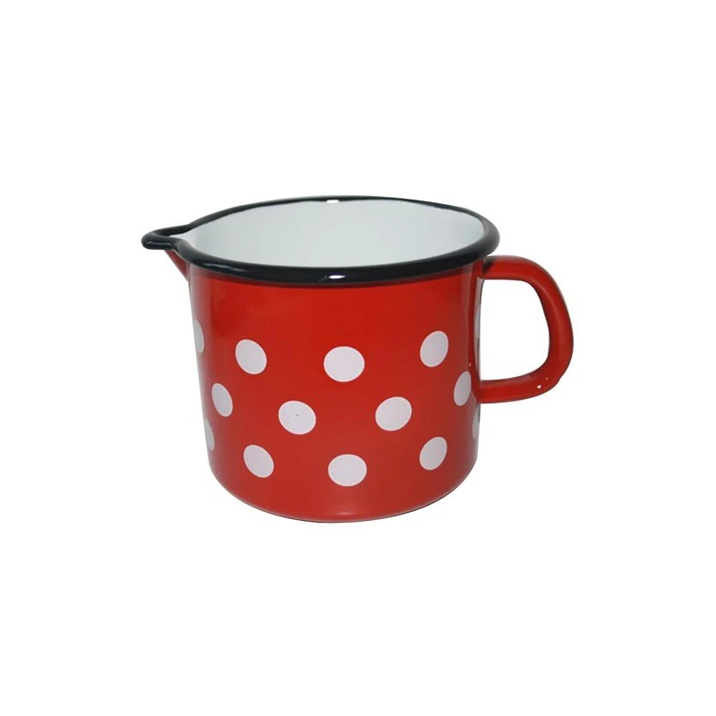 Hrnček 12cm s výl. červ. bodka smalt