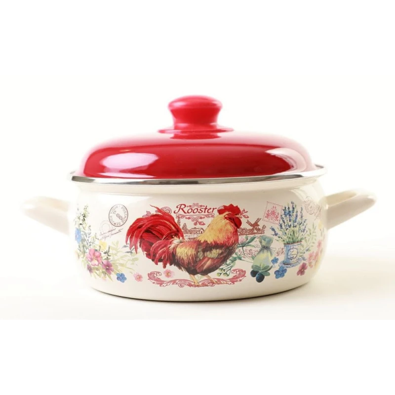 Smaltovaný hrniec s pokr. 22cm 4,00l Kohút nízky