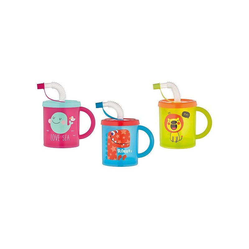 Hrnček detský plastový+slamka 210ml