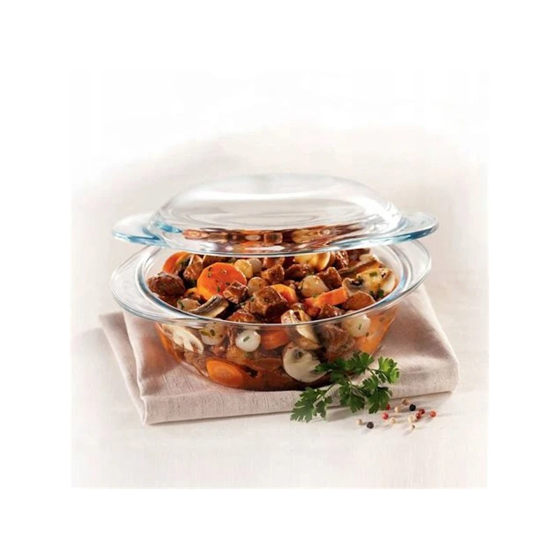 Pekáč s pokr. sklo 1,7l okrúhly žiarovzdorný