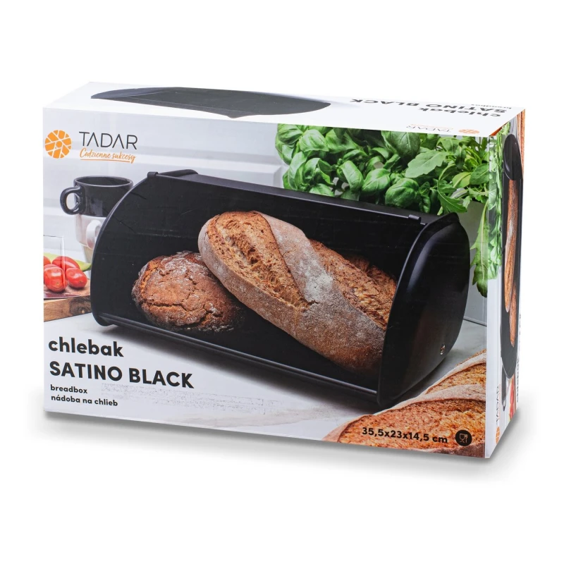 Chlebník Satino čierny 35,5x23x14,5cm