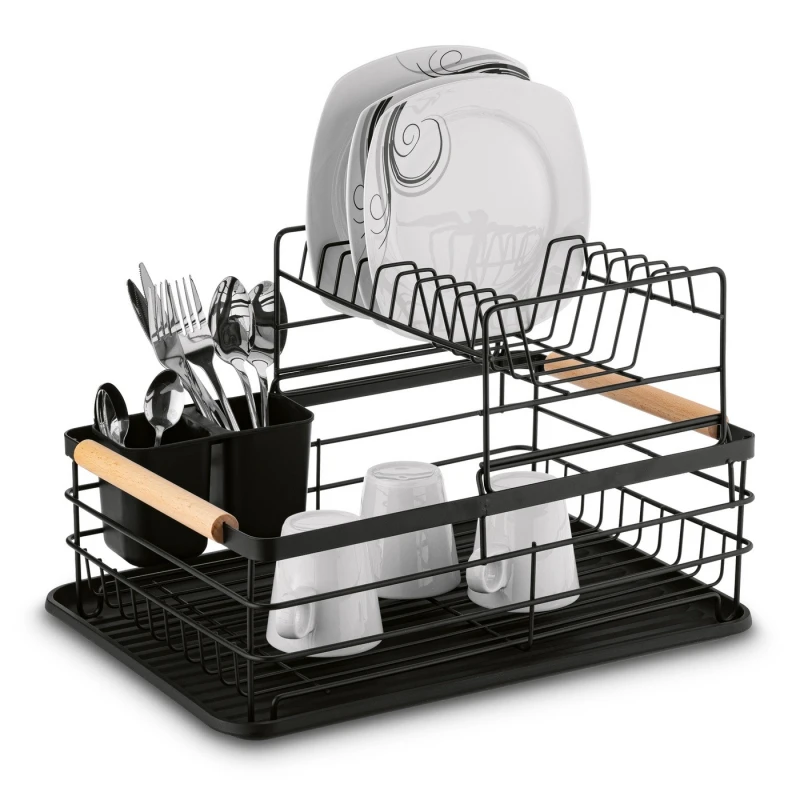 Odkvapkávač dvojposchodový + drevené úchyty 43x32x27cm