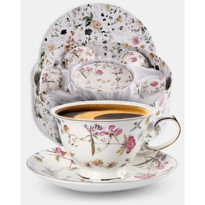 Porcelánová súprava 6 šálok 220ml s podšálkami Donna