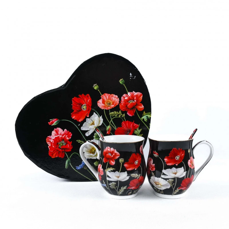 Sada hrnčekov 2ks Mak čierny 0064 buclák 350ml