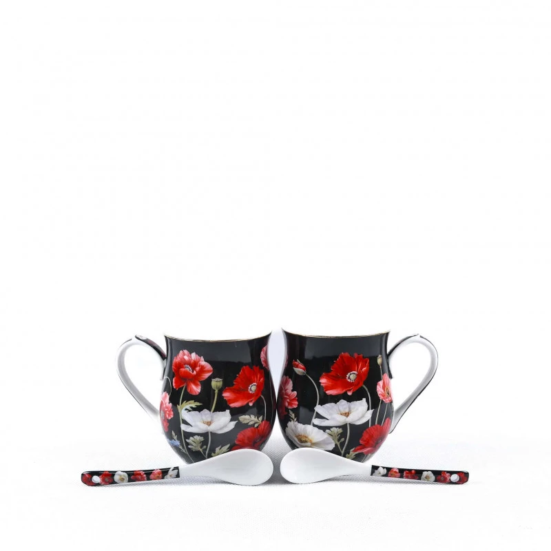 Sada hrnčekov 2ks Mak čierny 0064 buclák 350ml