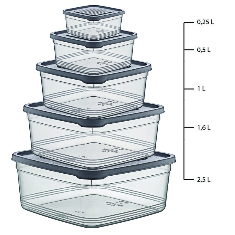 Sada dóz 5ks Festiva štvorec 2,5/1,6/1/0,5/0,25L