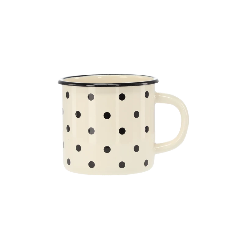 Hrnček smalt kremový bodky 1l/11cm