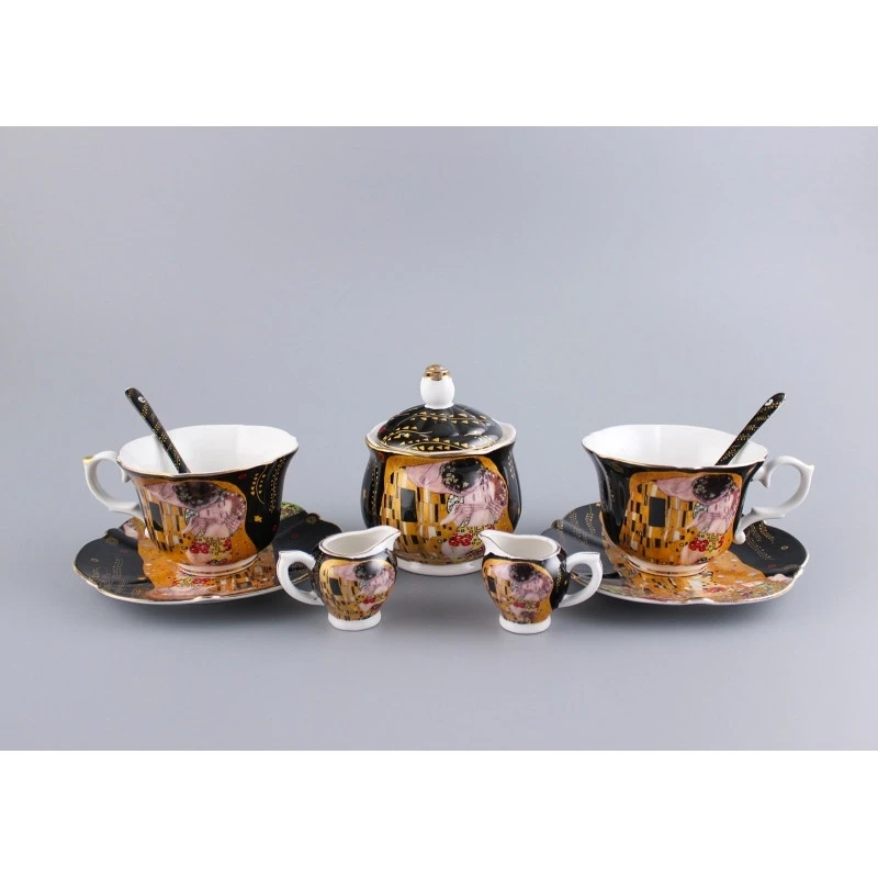 Sada šálok 9 dielna Klimt čierny 0043