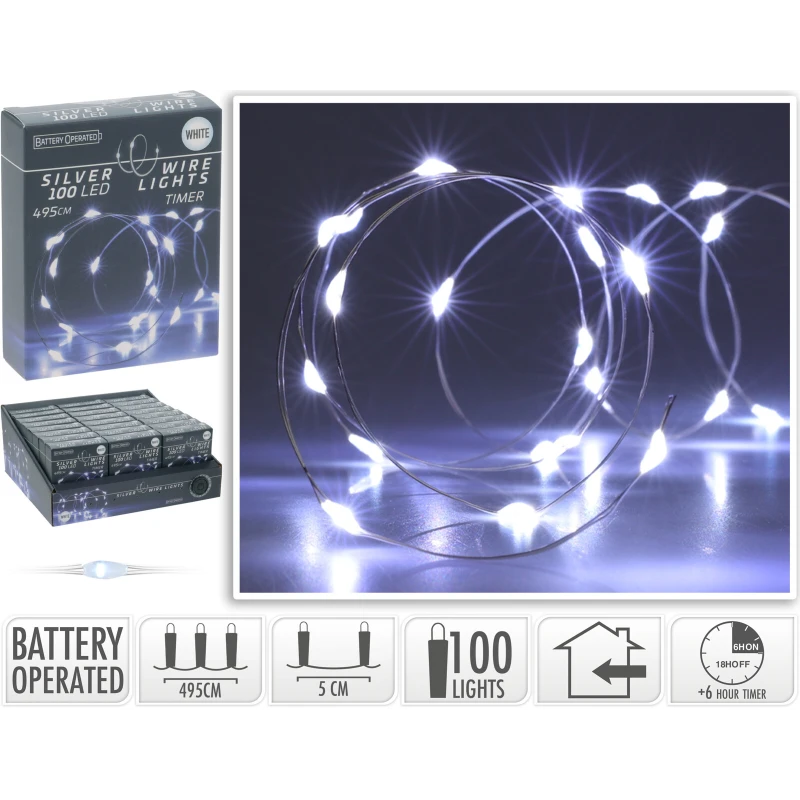 LED svetielka 100L, biele+časovač