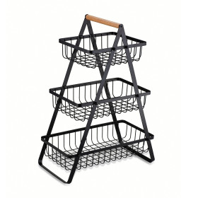 Košík na ovocie 3-posch. s drev.rúčkou 33x17x46,5cm