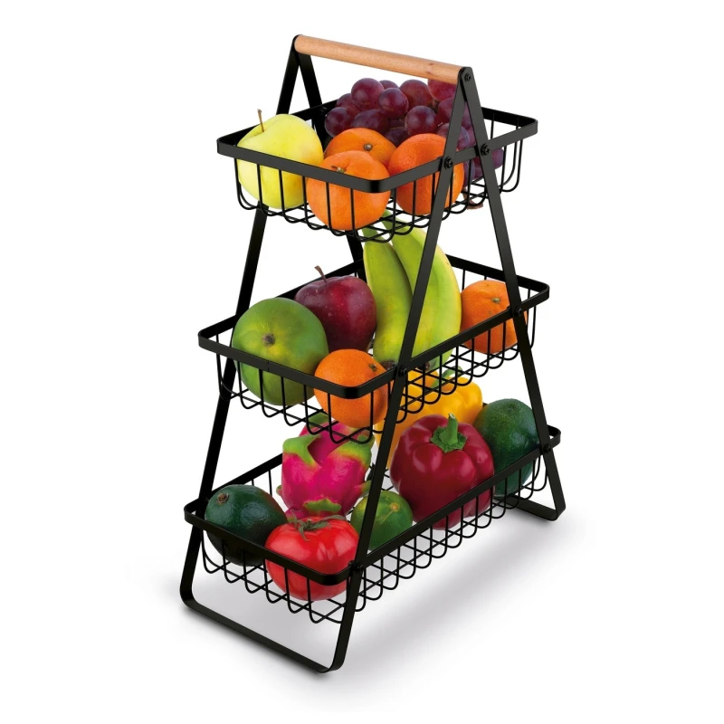 Košík na ovocie 3-posch. s drev.rúčkou 33x17x46,5cm