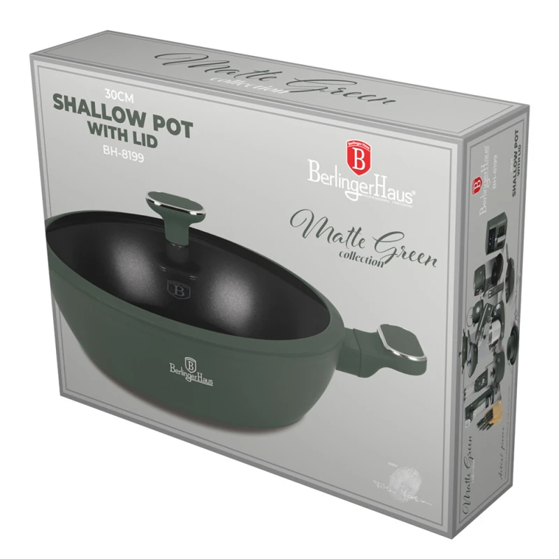Hrniec nízky s pokr. 30cm Matte Green 8199