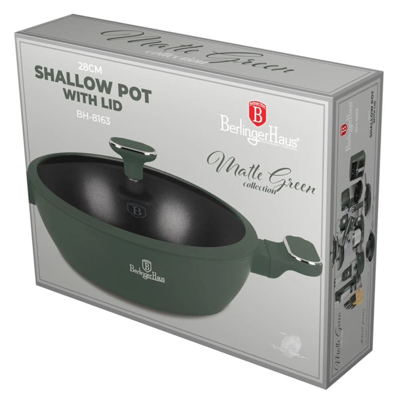 Hrniec nízky s pokr. 28cm Matte Green 8163