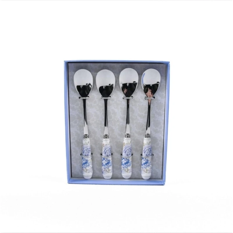 Sada keramických lyžičiek 4ks Modrá ruža LC025S4