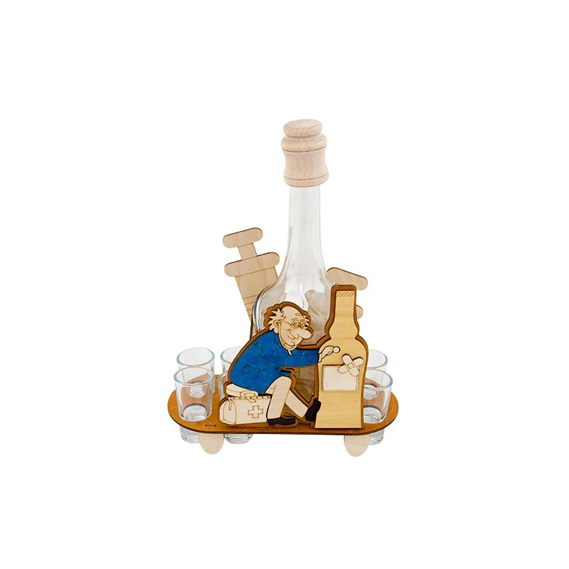 Fľaša s pohármi 6ks Lekár 642