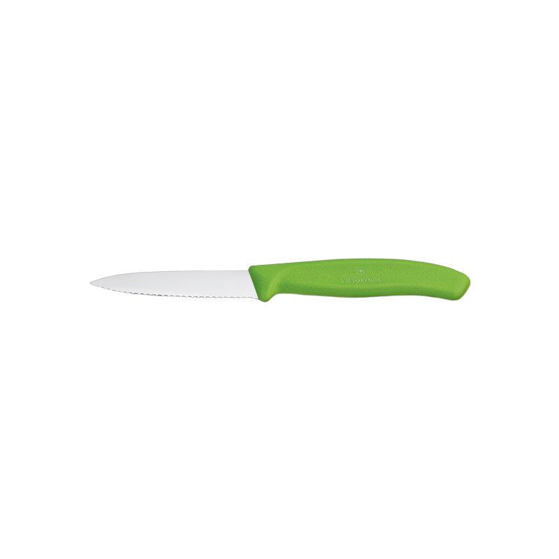 Kuchynský nôž SwissClassic 8 cm, zúbkovaná čepeľ,špicatý zelený