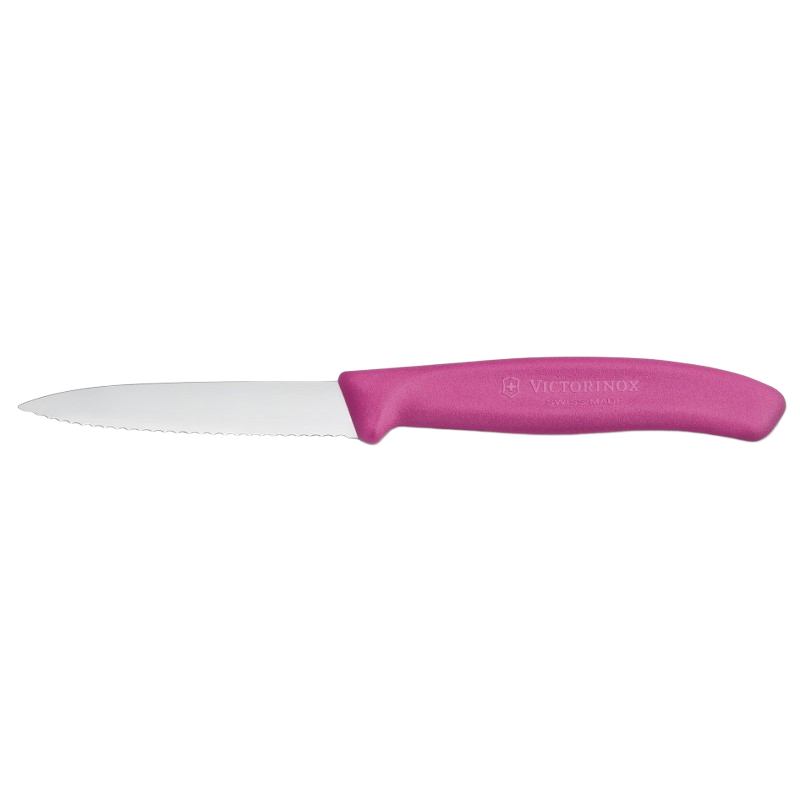 Kuchynský nôž SwissClassic 8 cm, zúbkovaná čepeľ,špicatý, ružový