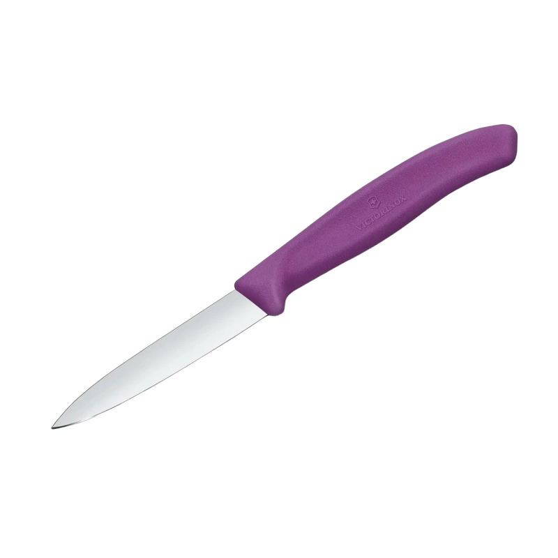 Kuchynský nôž SwissClassic 8 cm, hladká  čepeľ, špicatý, fialový