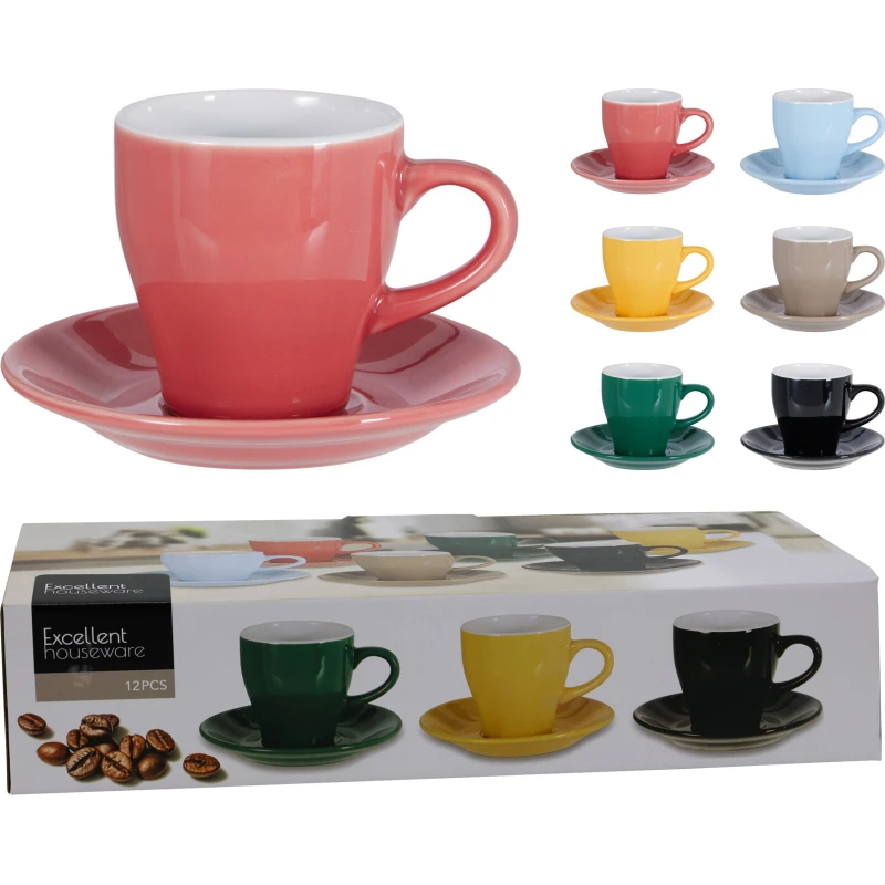 Sada šálok 6+6 Color 240ml keramika