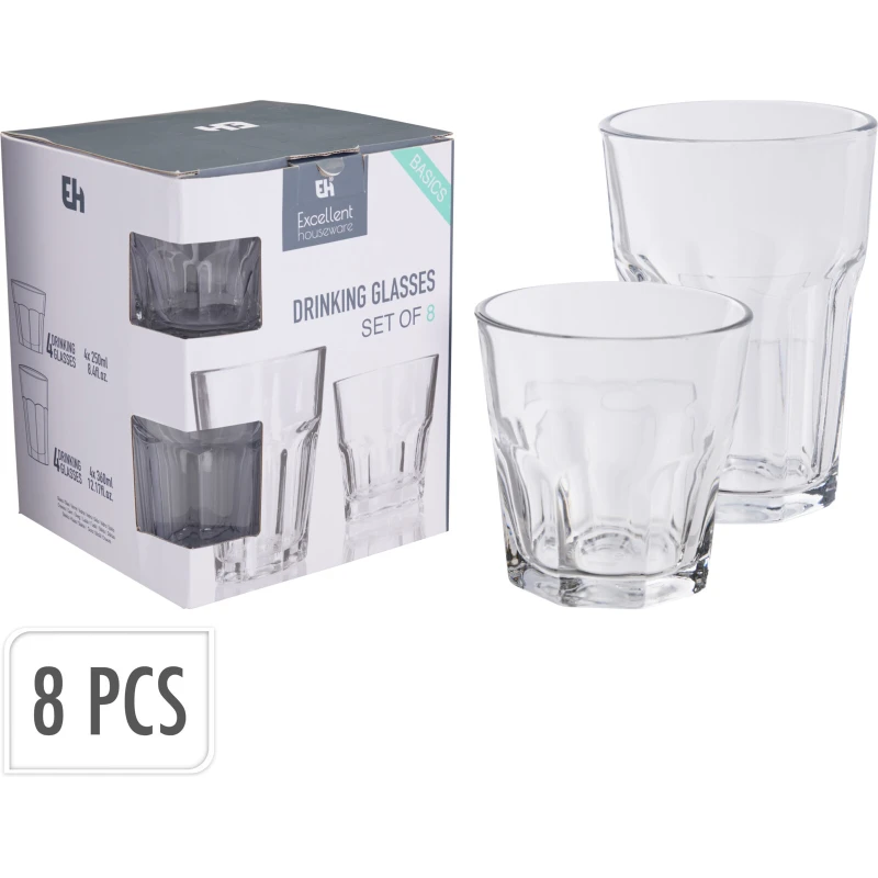Sada pohárov 8ks/4x360ml/4x250ml sklo