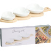 Servírovací set 4D srdce, porcelán/drevo 33x11x1cm