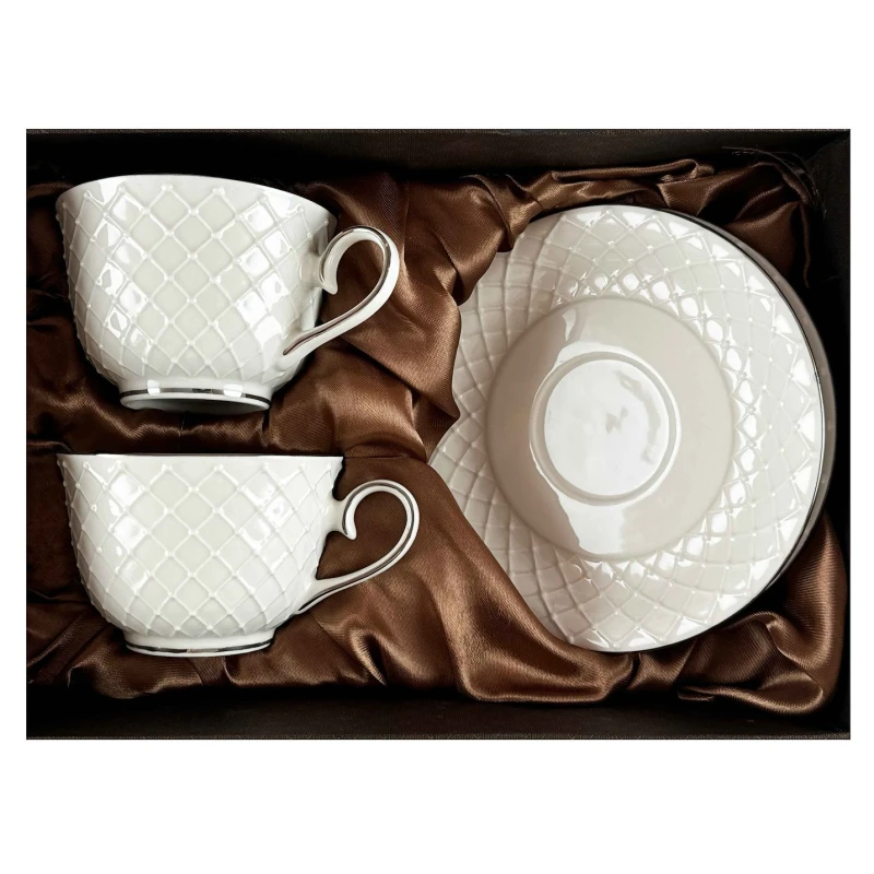Sada šálok 2+2 Amber Silver 280ml porcelán