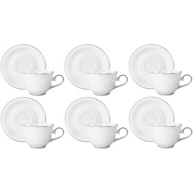 Sada šálok 6+6 Amber Silver 280ml porcelán