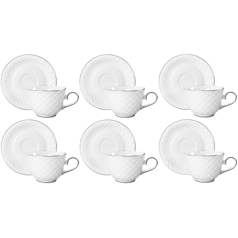 Sada šálok 6+6 Amber Silver 280ml porcelán