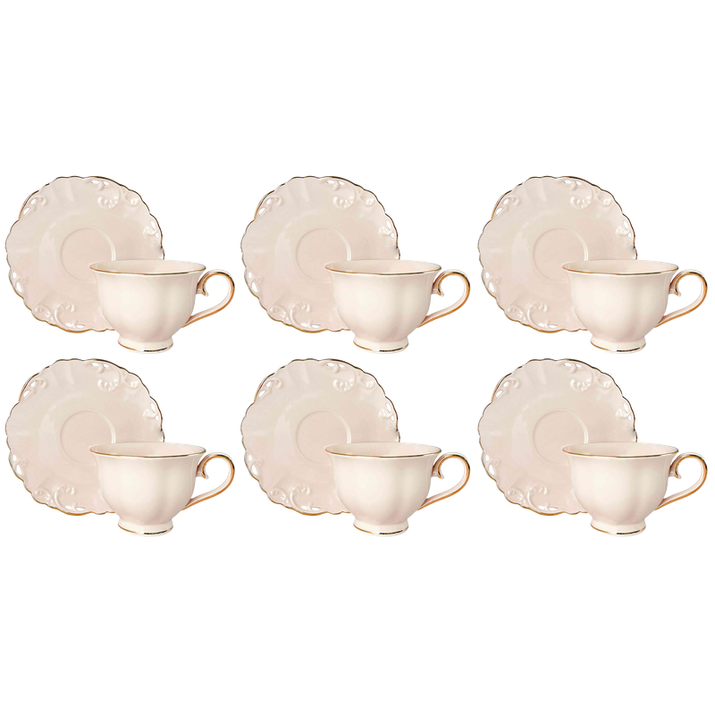 Sada šálok 6+6 Charlotte Cream 250ml porcelán