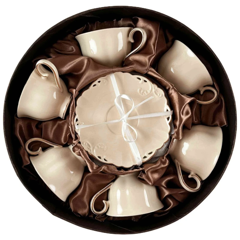 Sada šálok 6+6 Charlotte Cream 250ml porcelán