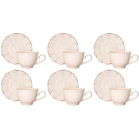 Sada šálok 6+6 Diva Cream 250ml porcelán