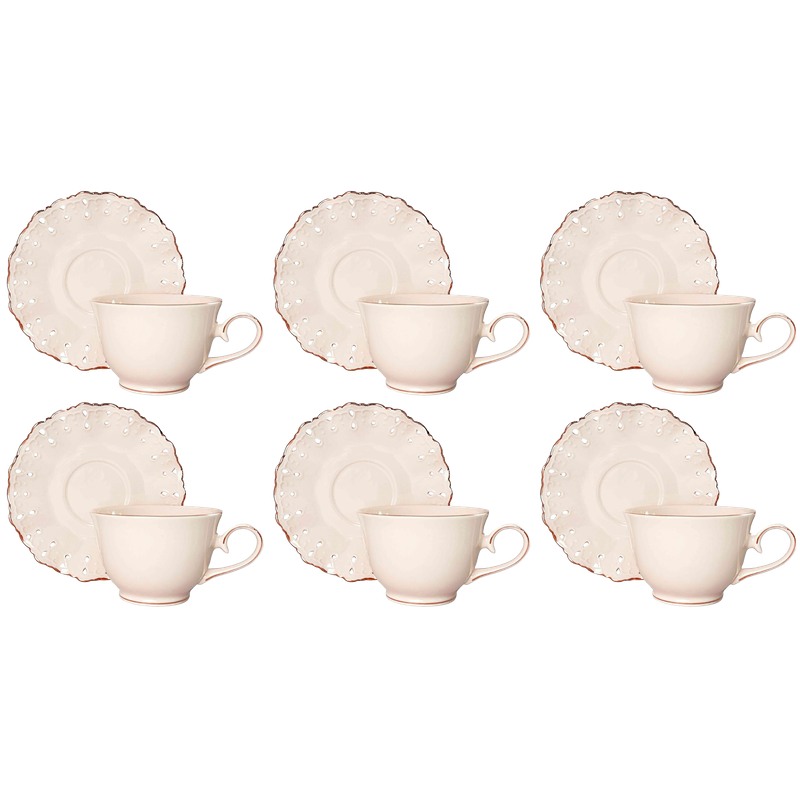 Sada šálok 6+6 Diva Cream 250ml porcelán