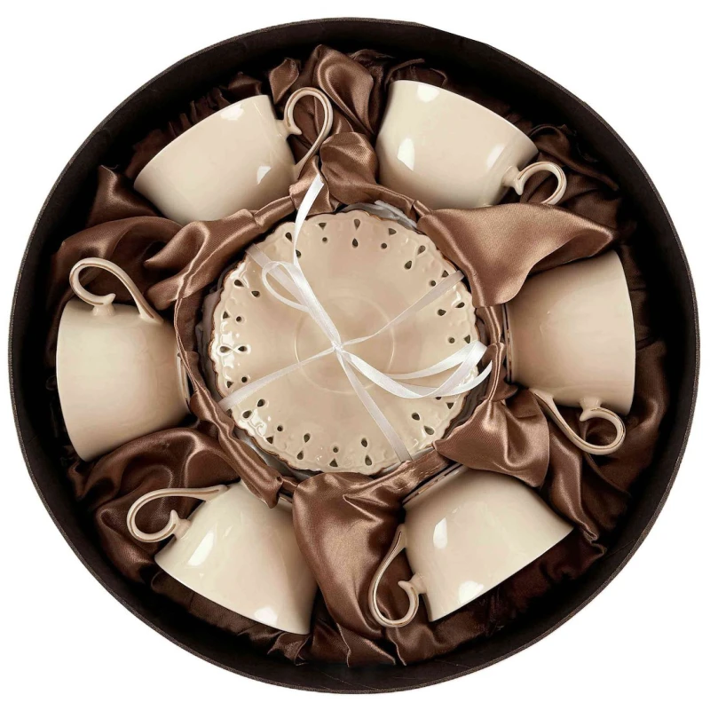 Sada šálok 6+6 Diva Cream 250ml porcelán