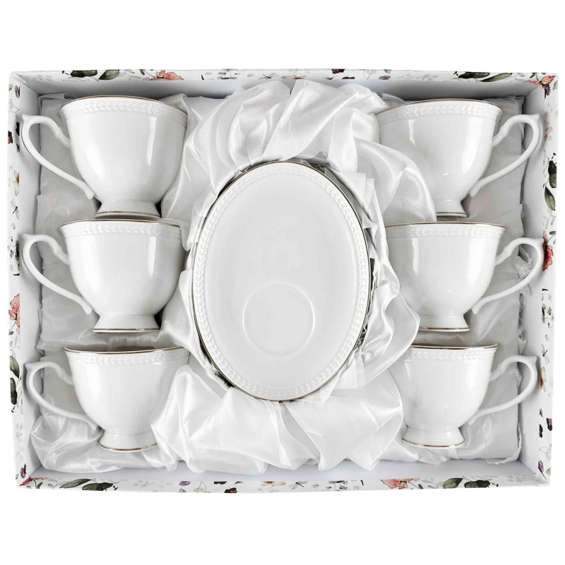 Sada šálok 6+6 Dominica 220ml porcelán