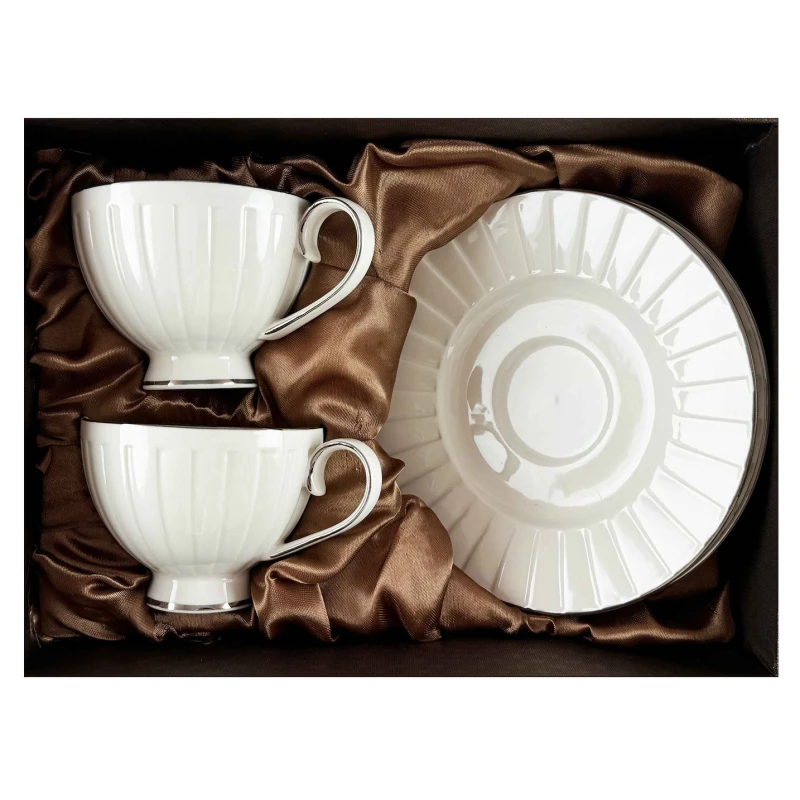 Sada šálok 2+2 Lizbona Silver 230ml porcelán