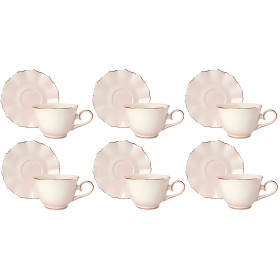 Sada šálok 6+6 Malaga Cream 250ml porcelán