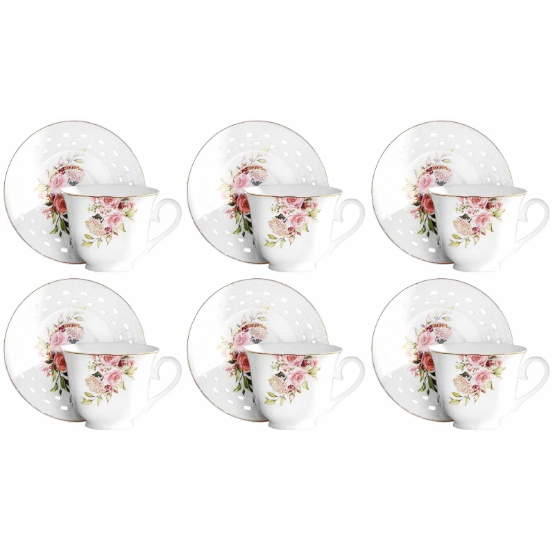 Sada šálok 6+6 Marika 240ml porcelán