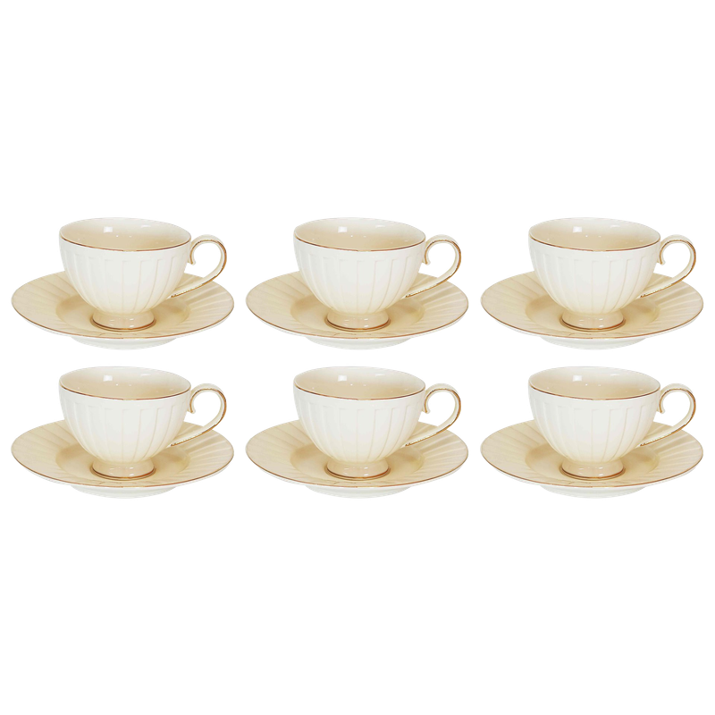 Sada šálok 6+6 Vanesa Cream 230ml porcelán