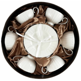 Sada šálok 6+6 Lizbona Silver 230ml porcelán