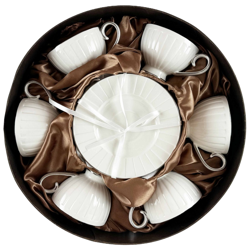 Sada šálok 6+6 Lizbona Silver 230ml porcelán
