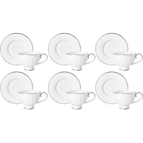 Sada šálok 6+6 Lizbona Silver 230ml porcelán