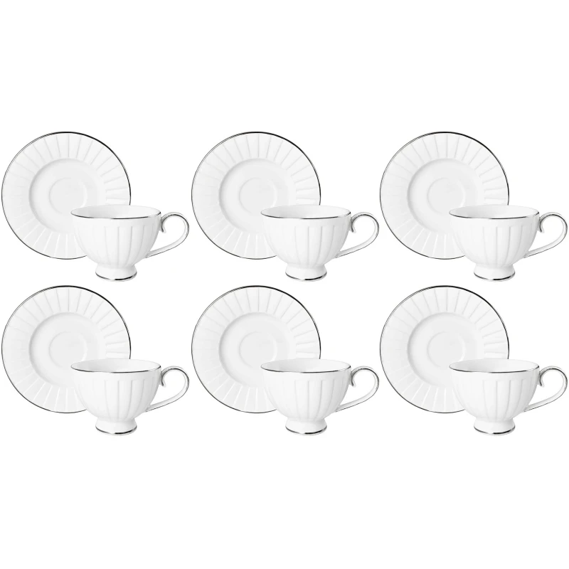 Sada šálok 6+6 Lizbona Silver 230ml porcelán