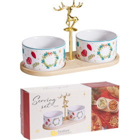 Servírovací set 2+1 Vianoce porcelán 22x10x14cm