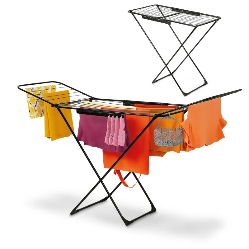 Sušiak na prádlo Vera black 18m 180x55x102cm + košík