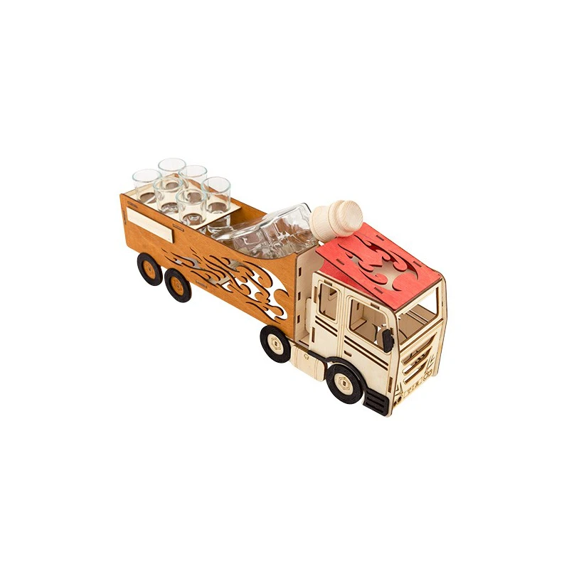 Fľaša s pohármi 6ks Kamión 684